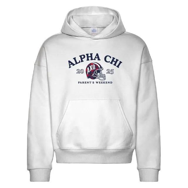 Alpha Chi Omega Plaid Helmet Parent's Weekend Hoodie 2