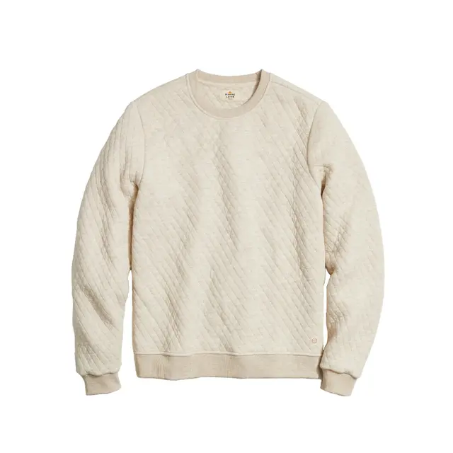 Marine Layer Corbet Quilted Crewneck Oat Heather Front