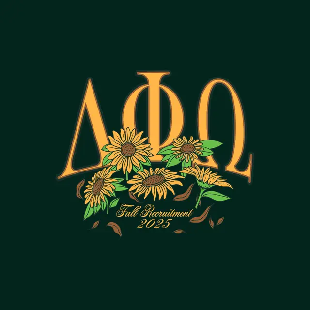 Delta Phi Omega Sunflower Text Fall Recruitment Crewneck