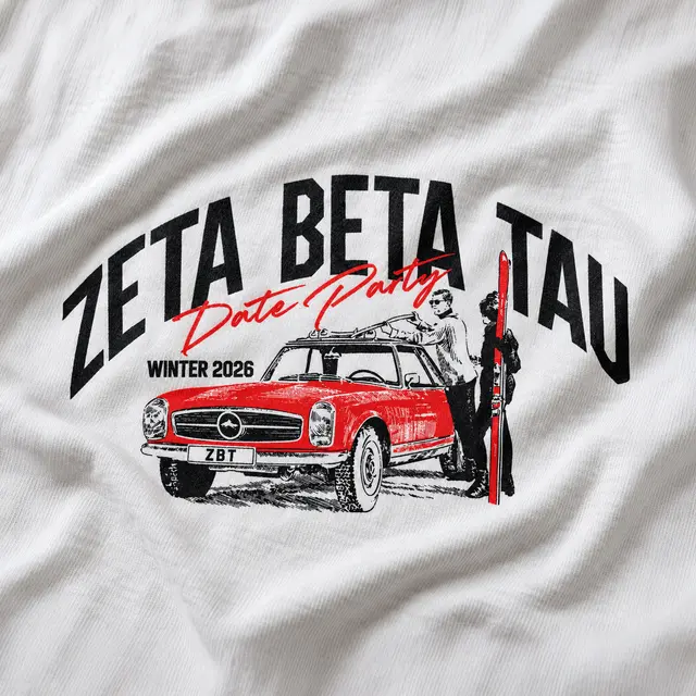 Zeta Beta Tau Vintage Car Ski Theme Date Parties Crewneck