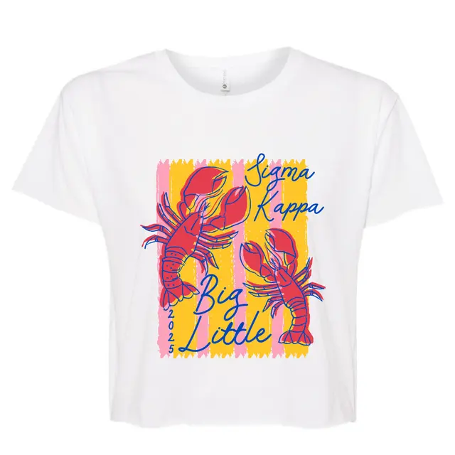 Sigma Kappa Lobster Illustration and Script Text Big Little Shirt 2