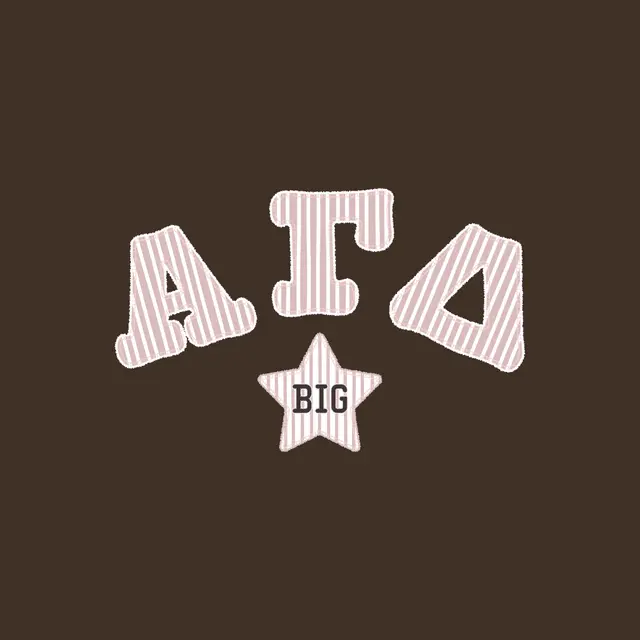 Alpha Gamma Delta Striped Letters and Star Big Little Reveal Tank