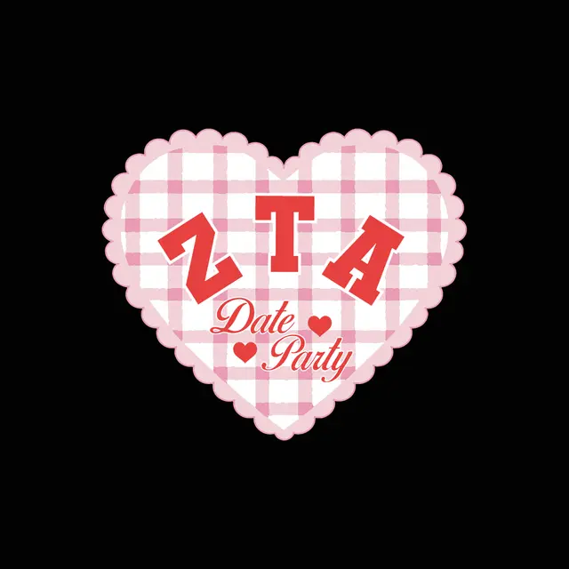 Zeta Tau Alpha Gingham Heart Date Party Tank