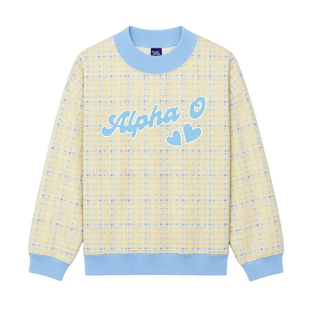 Alpha Omicron Pi Checker Pattern Hand Drawn Lettering PR Sweater 2