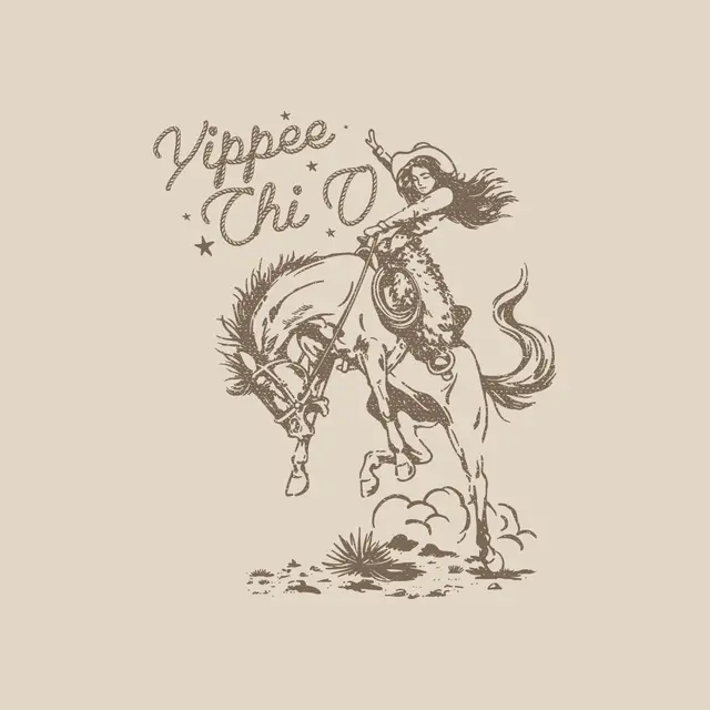 Chi Omega Cowgirl Riding Illustration PR Hoodie