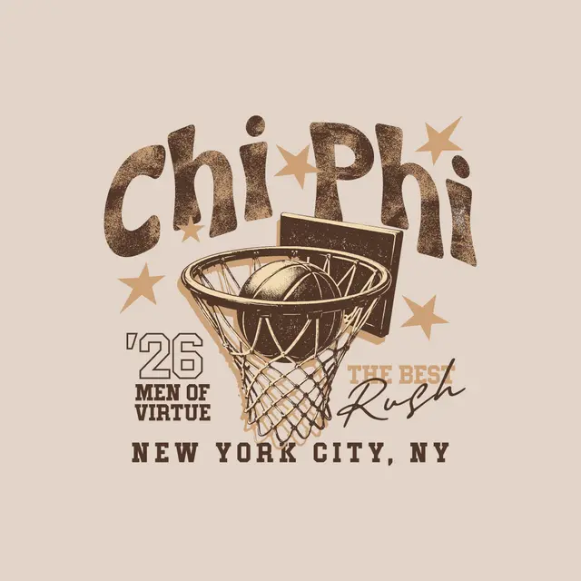 Chi Phi Stars and Basketball Ring Graphic Rush Shirt