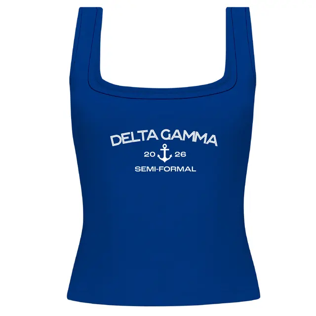 Delta Gamma Anchor and Stripe Text Semi Formal Tank 2