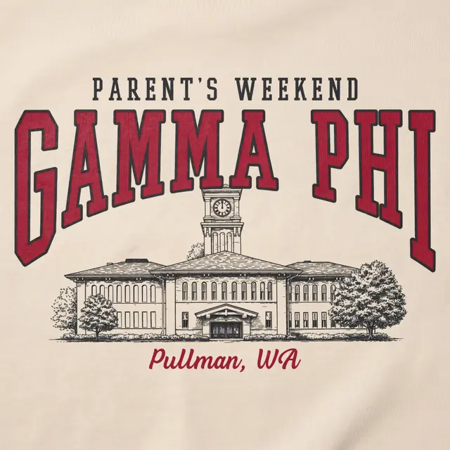 Gamma Phi Bold Block Lettering Campus Illustration Parents Weekend Hoodie