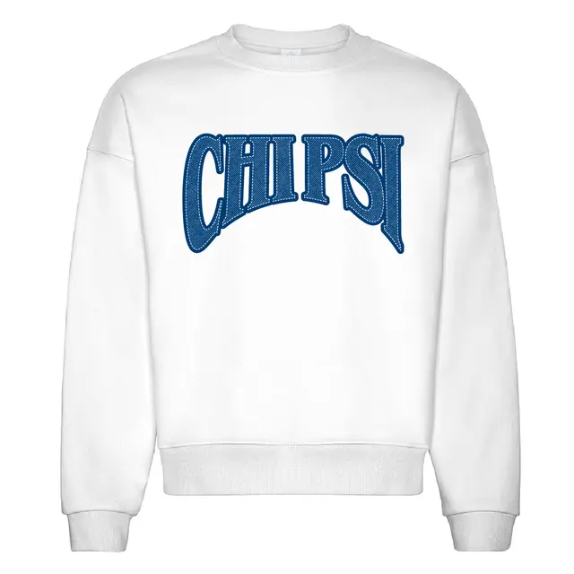 Chi Psi Bold Denim Text PR Crewneck 2