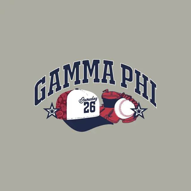 Gamma Phi Beta Baseball Cap and Glove Game Day Hoodie