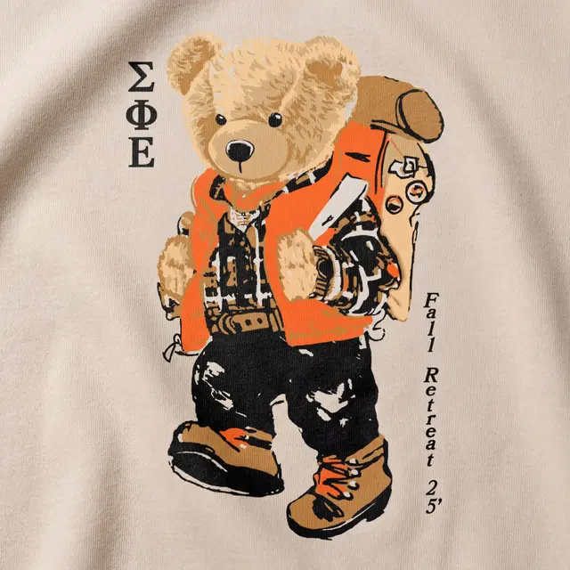 Sigma Phi Epsilon Hiking Teddy Bear With Backpack And Boots Design for Fraternity 