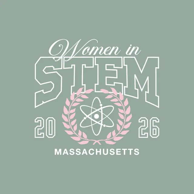 Women in STEM Varsity Font with Atomic Crest PR Sweater
