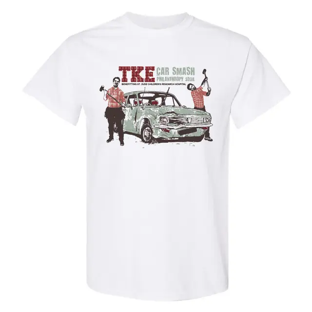 Tau Kappa Epsilon Wrecked Car and Bold Text Philanthropy Shirt 2
