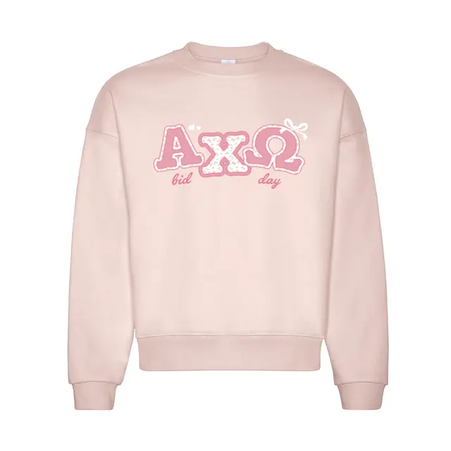 Alpha Chi Omega Floral Lettering Rush Bid Sweater 2