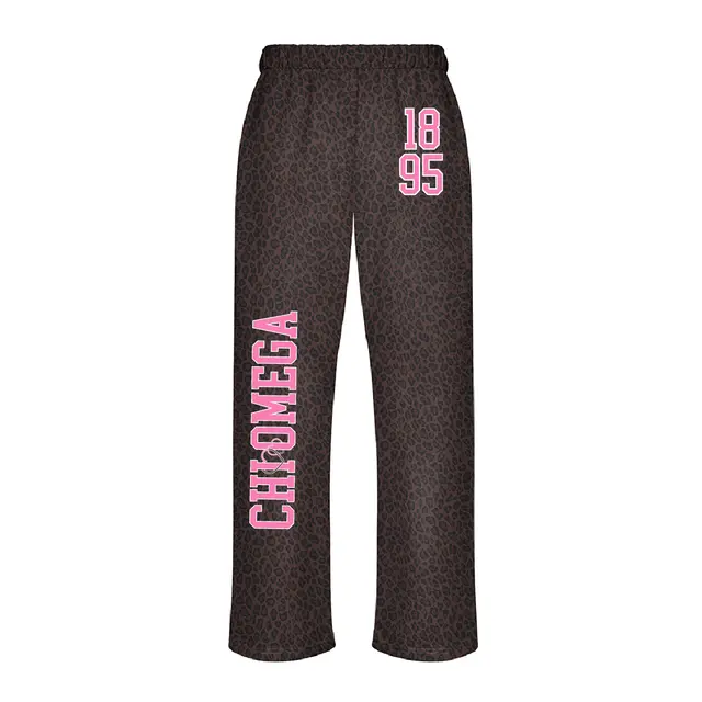 Chi Omega Pink Varsity Year Number Leopard Pattern PR Sweatpants 2