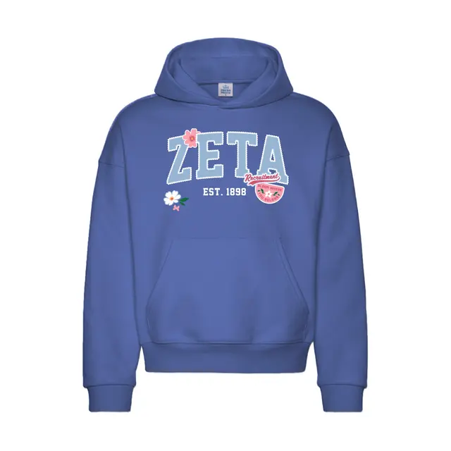 Zeta Block Lettering Floral Illustration Rush Hoodie 2