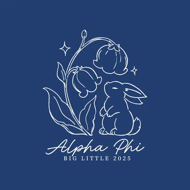 Alpha Phi Whimsical Bunny and Bloom Big Little Shirt