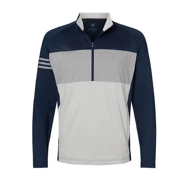 Adidas 3-Stripes Competition Quarter-Zip Pullover a492 Collegiate Navy- Grey Three Heather- Grey Two Front