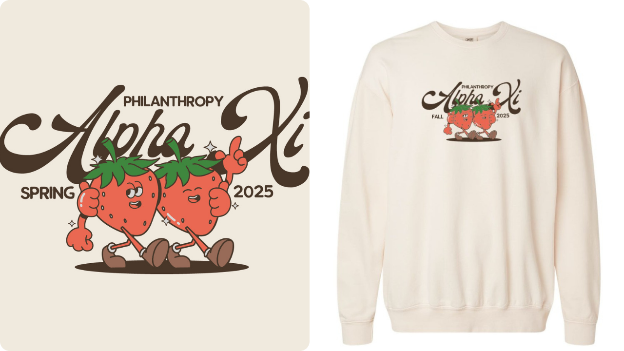 Retro Strawberry Philanthropy Alpha Xi Sweatshirt
