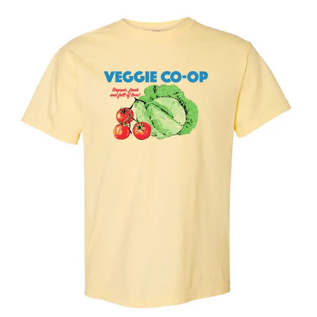 Veggie Co-Op Bold Text and Veggie Illustration PR Shirt 2