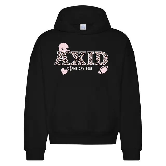 Alpha Xi Delta Leopard Print Football Game Day Hoodie 2