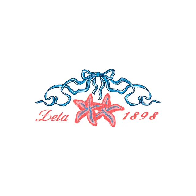 Zeta Tau Alpha Starfish and Ribbon Drawing PR Shirt
