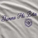 Gamma Phi Beta Script Text with Floral Crest in Purple PR Sweater