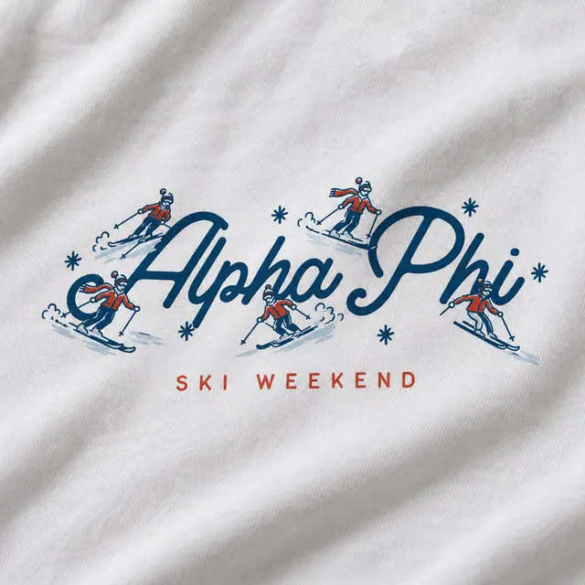 Alpha Phi Skiing Action Graphic PR Sweater