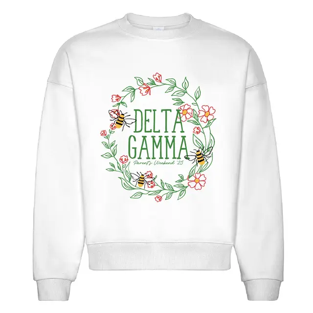 Delta Gamma Floral Wreath Parent's Weekend Crewneck-2