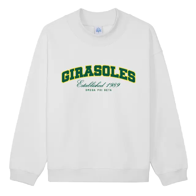 Omega Phi Beta Girasoles Block Text PR Crewneck 2