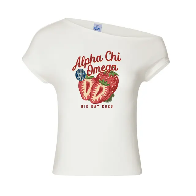 Alpha Chi Omega Fresh Strawberry Graphic Bid Day Shirt 2
