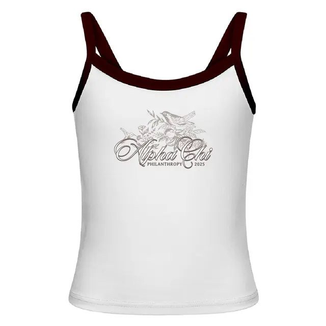 Alpha Chi Omega Bird and Floral Script Philanthropy Tank 2