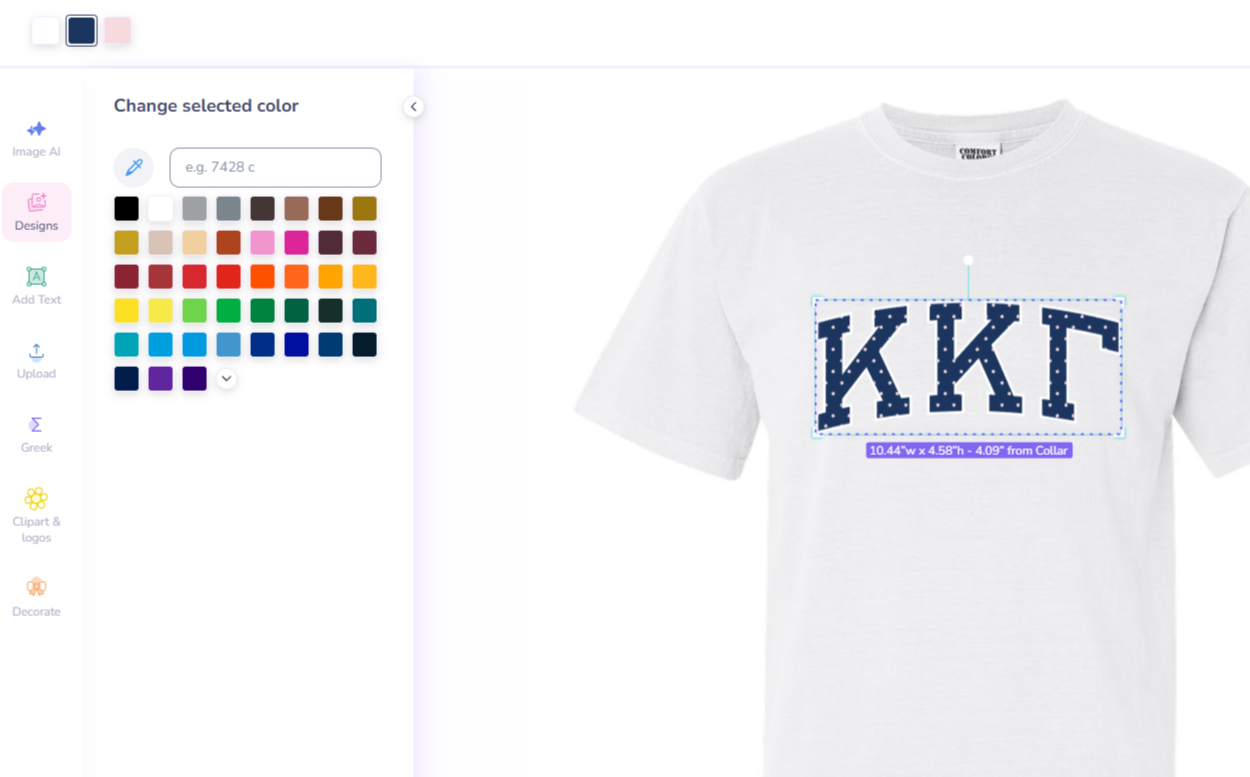 Add Pantone Color Codes on the Fresh Prints Design Tool