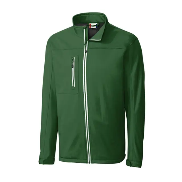 Cutter and Buck Clique Telemark Stretch Softshell Full Zip Mens Jacket mqo00055 Bottle Green Front