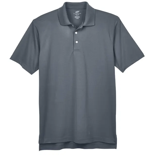 Customizable UltraClub Men's Cool & Dry Stain-Release Performance Polo 8445 Charcoal Front