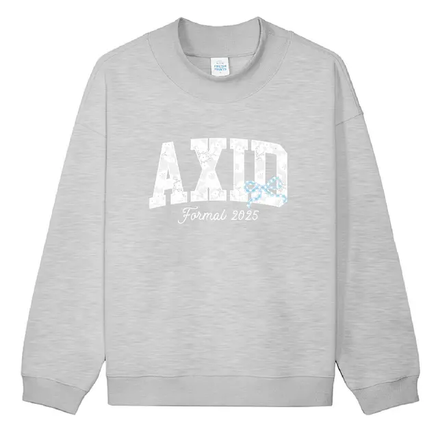 Alpha Xi Delta Lace Text with Checkered Bow Formal Crewneck 2