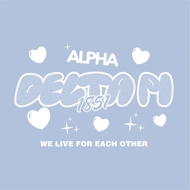 Alpha Delta Pi Bubble Lettering with Hearts PR Hoodie