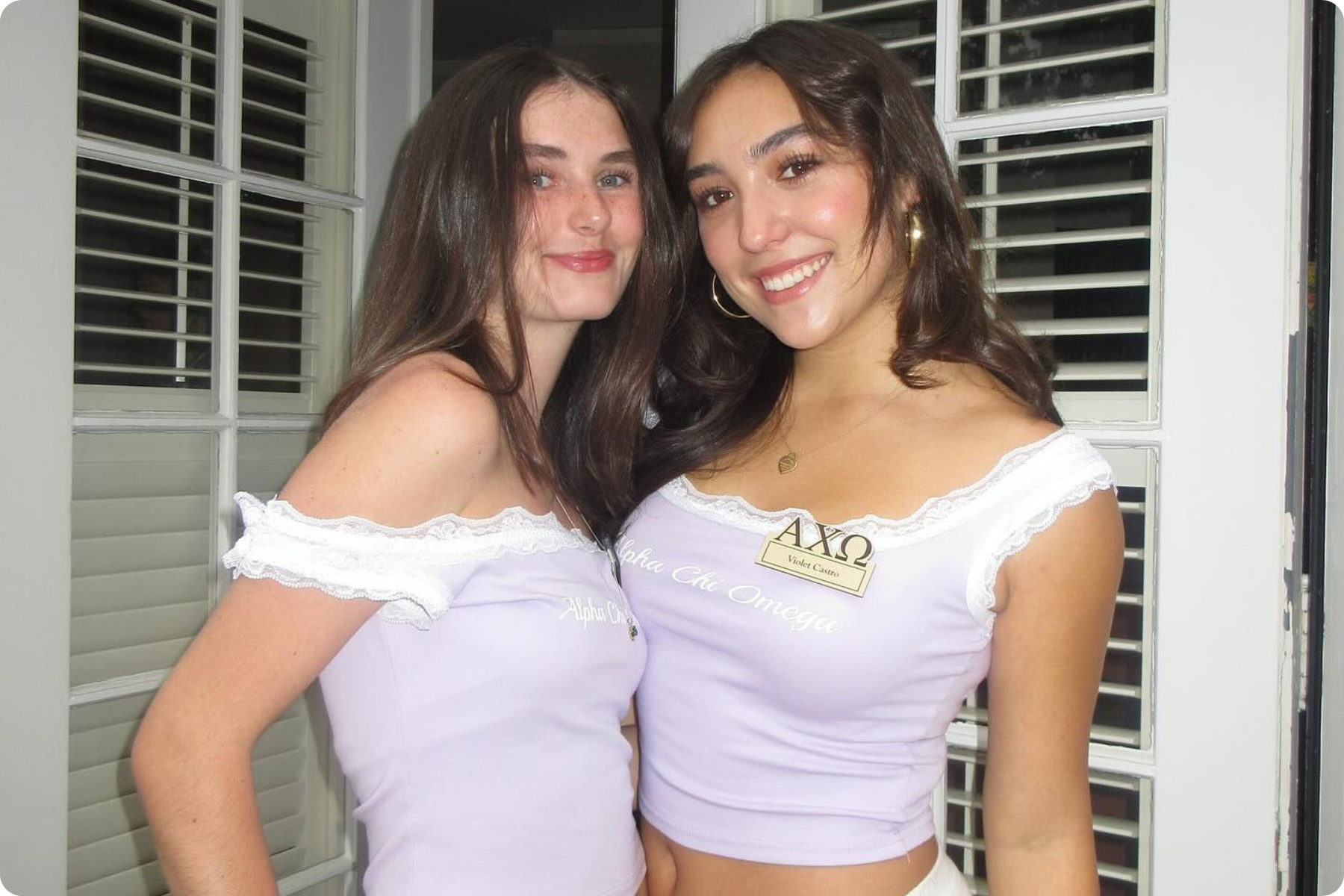 Alpha Chi Omega merch square neck tanks with lace
