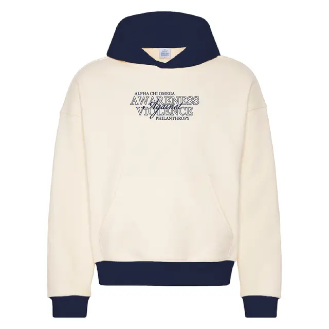 Alpha Chi Omega Script and Outline Serif Texts Philanthropy Hoodie 2