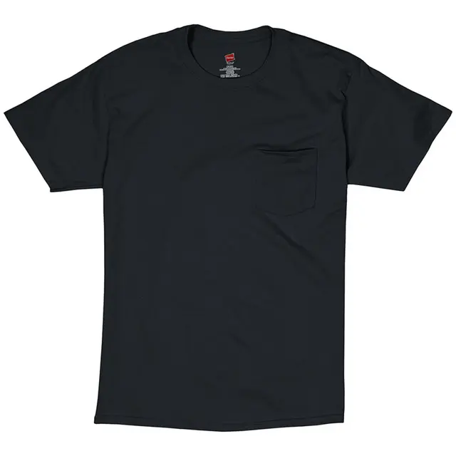 Hanes Men's Authentic-T Pocket T-Shirt h5590 Black Front