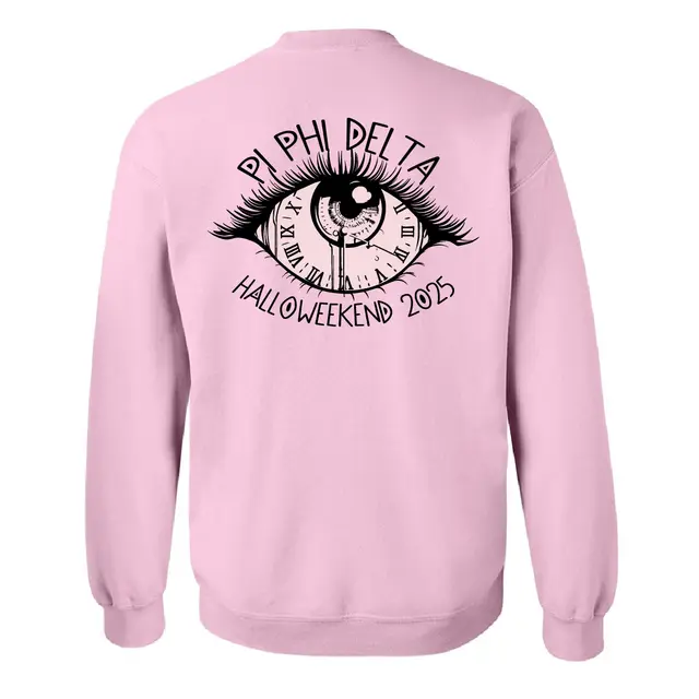 Pi Phi Delta Eye Clock Design Halloweekend Crewneck 2