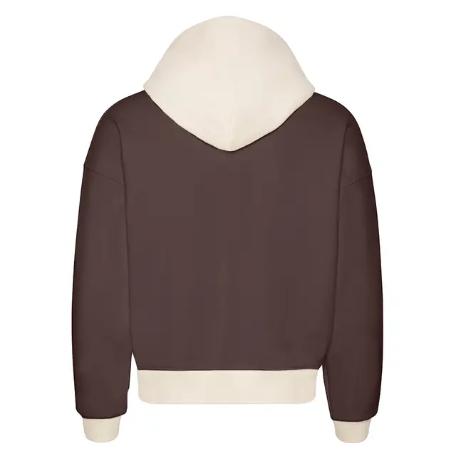 Fresh Prints FP118 Boston Heavyweight Color Block Hoodie Dark Cocholate Buttermilk mto Back