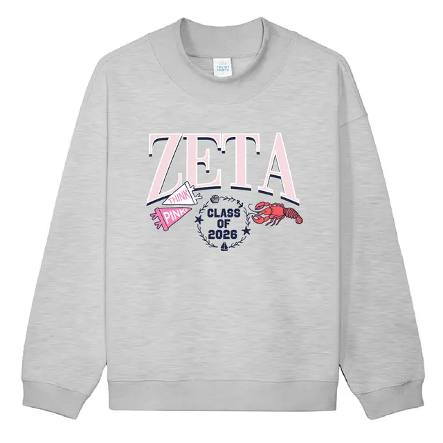 Zeta Tau Alpha Think Pink Lobster Graduation Crewneck 2