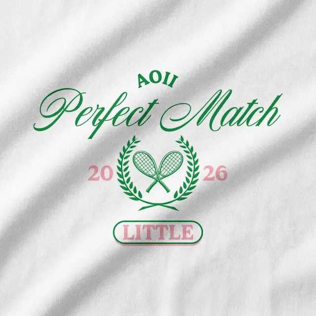 Alpha Omicron Pi laurel wreath tennis graphic Big Little Reveal Tank