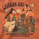 Lambda Chi Alpha 60s 70s Deer Animal Forest Nature Tent Plants Flowers Trees Sun Clouds Mountain Design for Date Party for Fraternity 