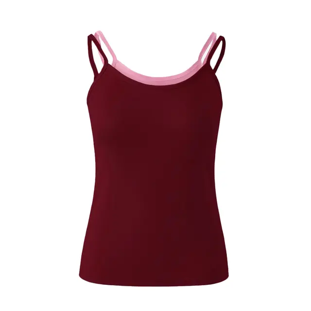 Fresh Prints FP122 Bailey Layered Tank Burgundy Light Pink mto Front