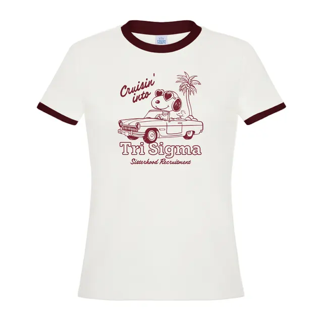 Sigma Sigma Sigma Snoopy Driving Vintage Car Rush Shirt 2