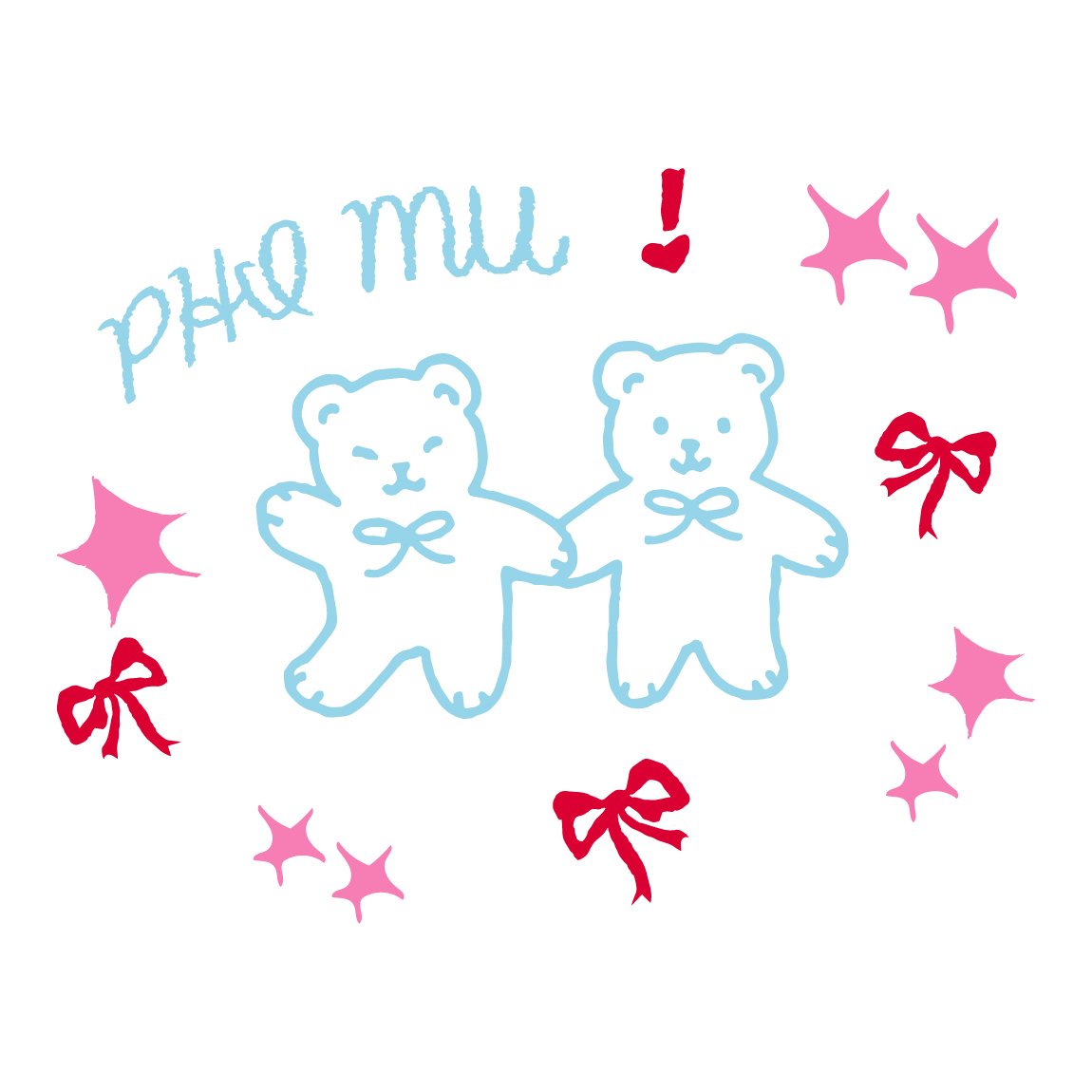 Phi Mu Cute Bear with Bows Sketched Drawing PR Crop Top | Fresh Prints