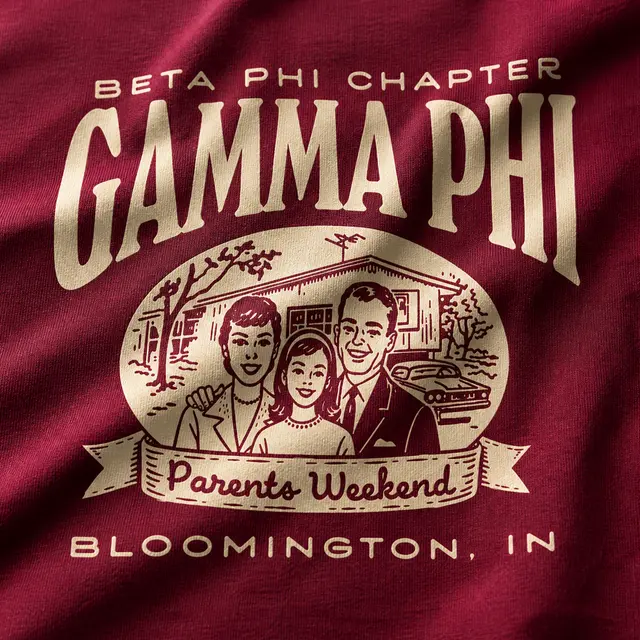 Gamma Phi Retro Family Illustration Parents Weekend Shirt