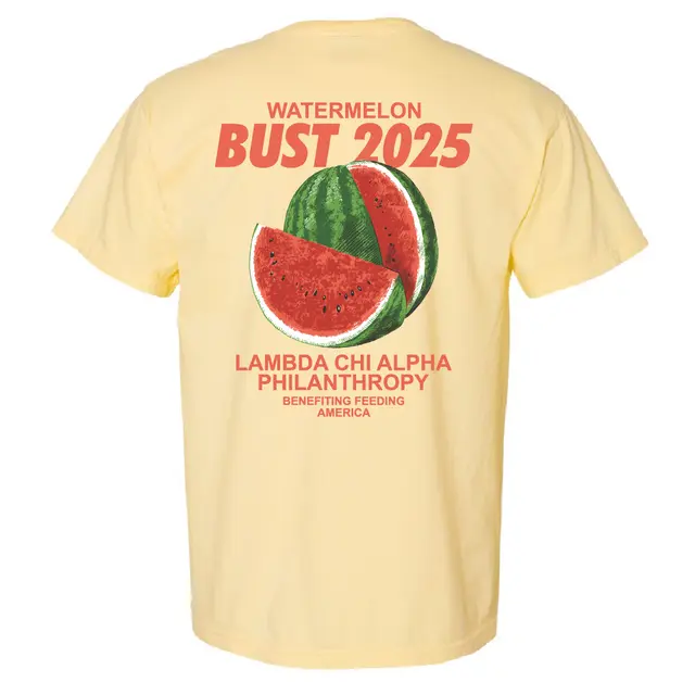 Lambda Chi Alpha Watermelon Bust Bold Text Philanthropy Shirt 2